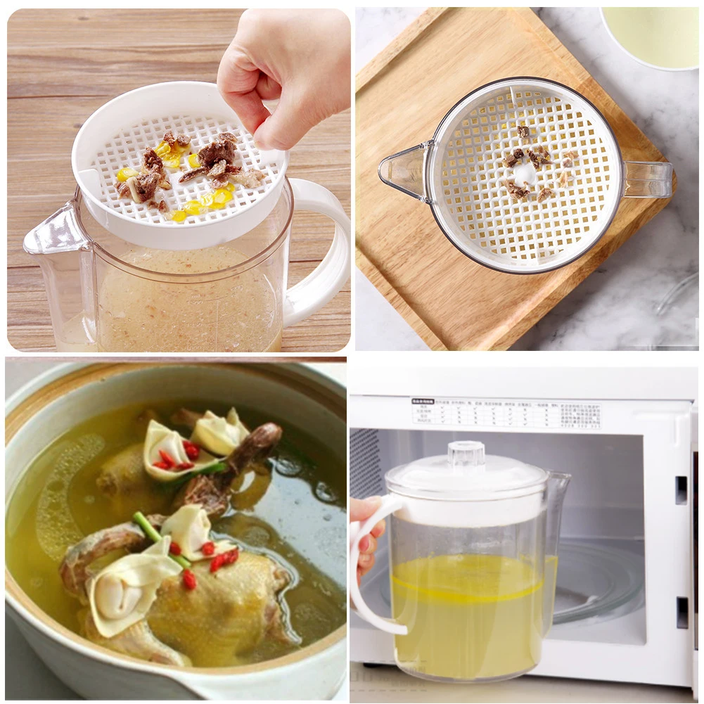 

Grease separator pot kitchen oil filter reduces oil absorption,storage glass bottle heat-resistant kitchen gadgets fast delivery