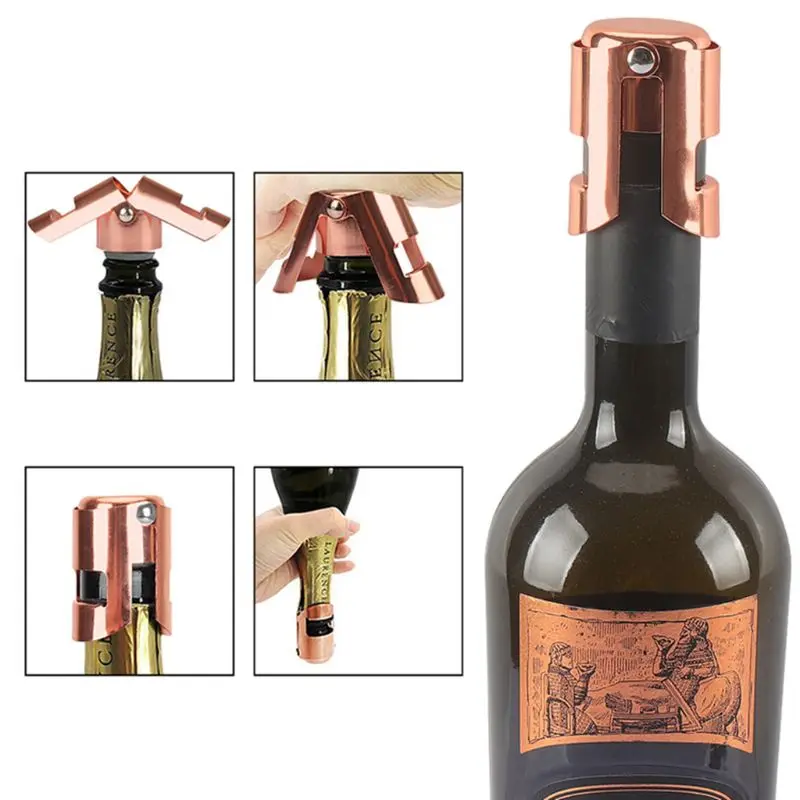 4 шт. герметичный упаковщик цвета шампанского из нержавеющей стали|Пробки для