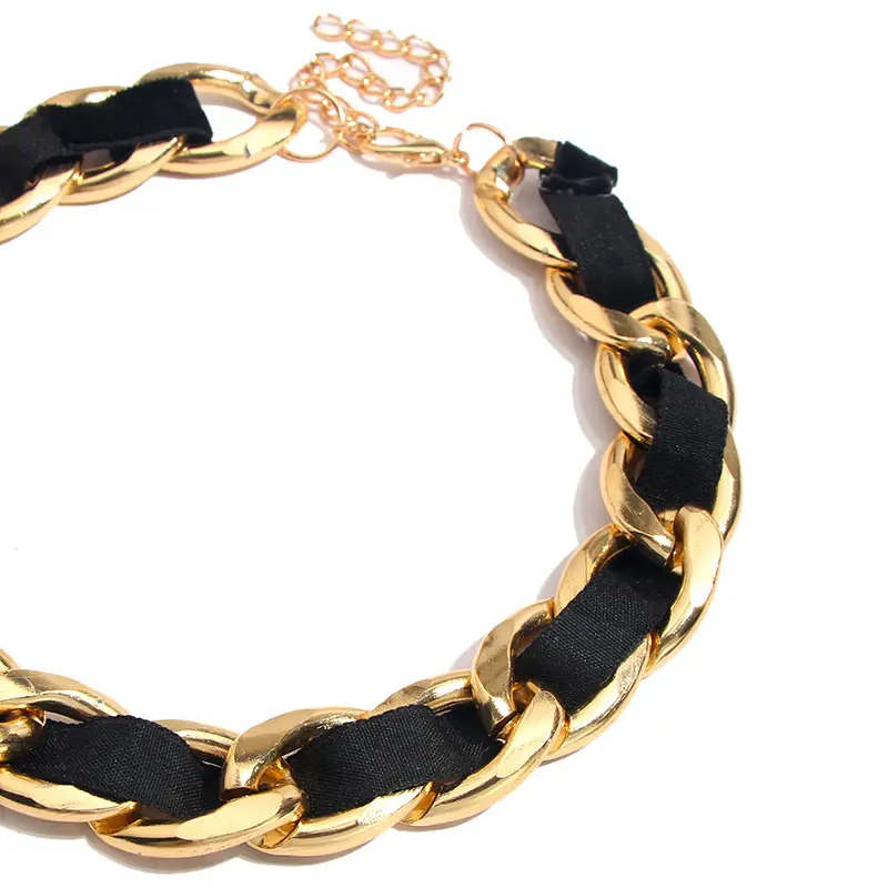 Винтажное золотое ожерелье-чокер на цепочке с плоской подошвой массивное