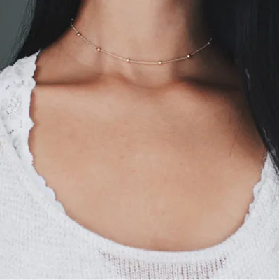 Модные ювелирные изделия милое ожерелье с металлическими бусинами яркая цепь