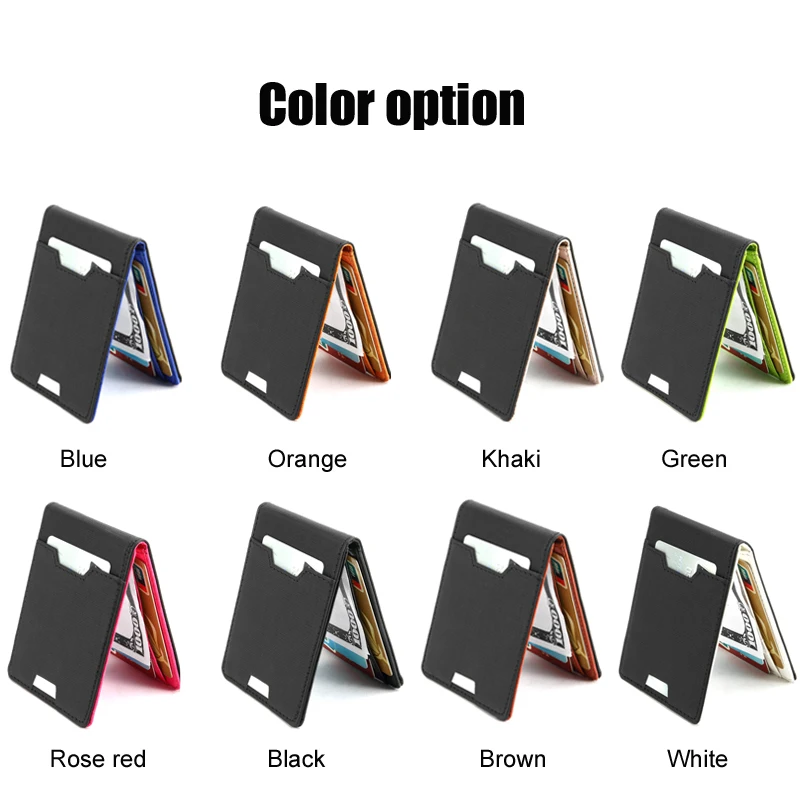 

Luxury Slim Money Clip Bifold Wallets for Men 9 Card Cash holder Leather Purse With Zipper Money Bag Coin Pocket Metal Clamp