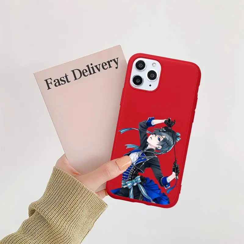 

0 Black Butler Japan anime Phone Case Candy Color for iPhone 6 7 8 11 12 s mini pro X XS XR MAX Plus