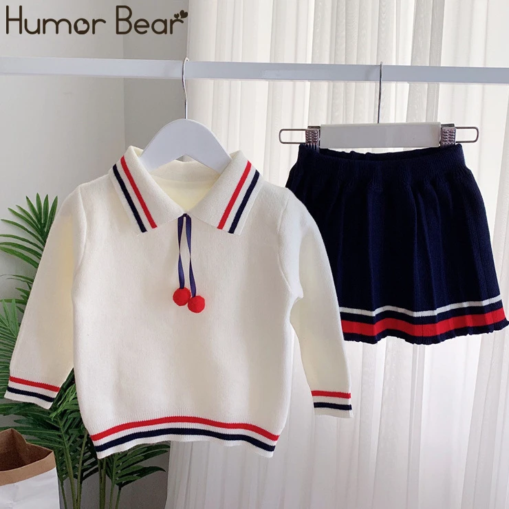 Humor Bear/ г. Модная одежда для маленьких девочек осенний пуловер, свитер+ плиссированная юбка, комплекты зимняя одежда для девочек От 3 до 7 лет