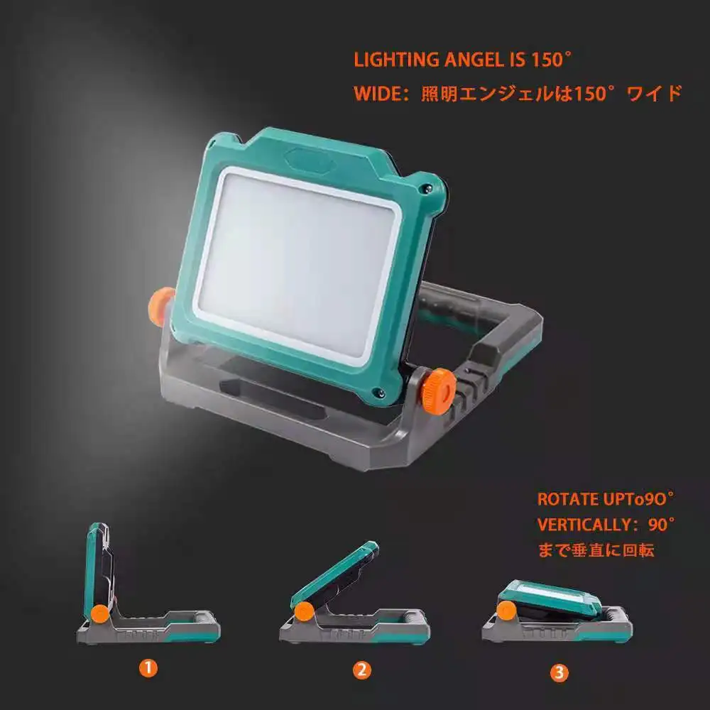 저렴한 무선 LED 충전식 작업등 접이식 캠핑 하이킹 Makita 18V Dewalt 20V 배터리