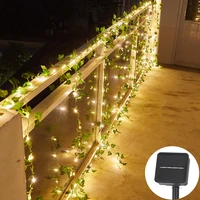 1052m solar artificial plant led string light creeper green leaf ivy vine hanging garland lamp for christmas wedding decor