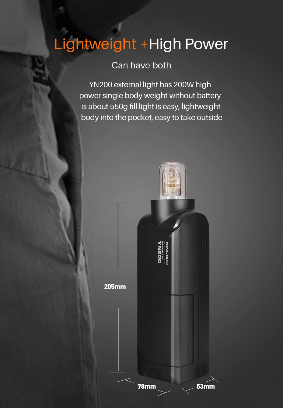 Светодиодная лампа для видеосъемки YONGNUO YN200 вспышка светильник ttl фотокамер Speedlite HSS 2,4G 200W Батарея с Тип usb C совместимый YN560-TX(II)/YN560-TX Pro/YN862 для Canon Камера