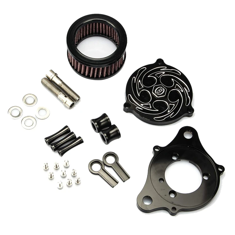 

Black Cnc Air Cleaner Intake Filter For Sportster Iron Xl 883/1200 Custom 04-15