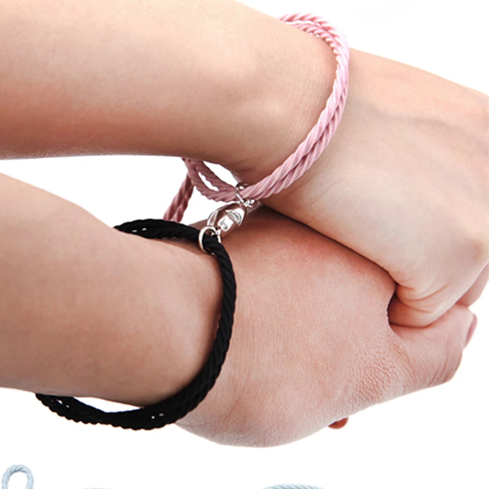 

2 шт. парные минималистичные браслеты в виде сердца для влюбленных, браслет дружбы, веревка, плетеный браслет с магнитным расстоянием, компл...
