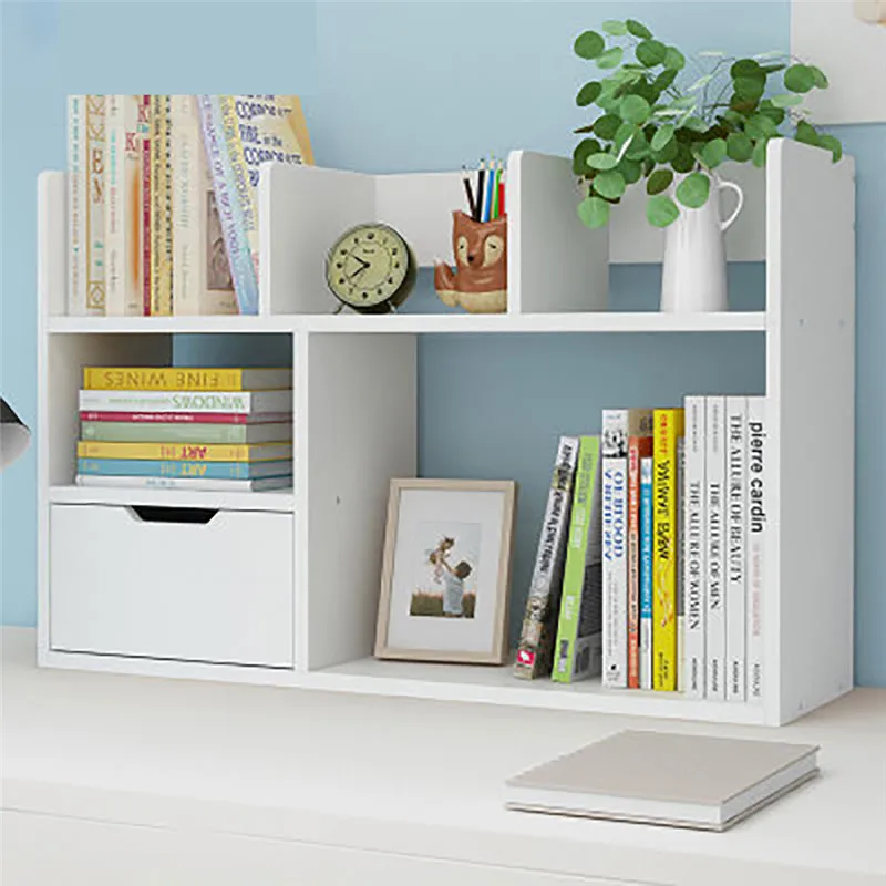 

2 Tiers Book Holder Magazine Organizers Desk Organizer Book Holder with Drawer Desk Stationery Storage Holder Stand Shelf Rack