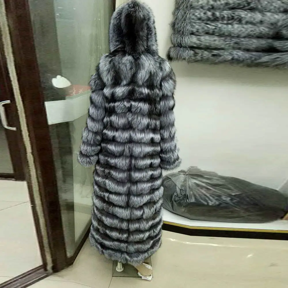 Женские меховые пальто из натурального меха, зимняя куртка для женщин, шуба из лисьего меха, шуба из натуральной кожи, длинное пальто, новое поступление