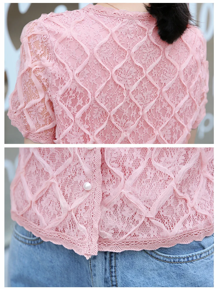 Женская блузка с коротким рукавом и v-образным вырезом однотонная розовая