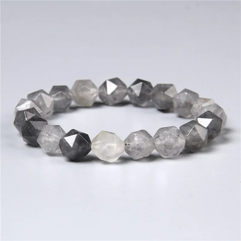 10 мм Граненый Серый Кристалл кварцевый камень бисер браслет синий Амазонит удача