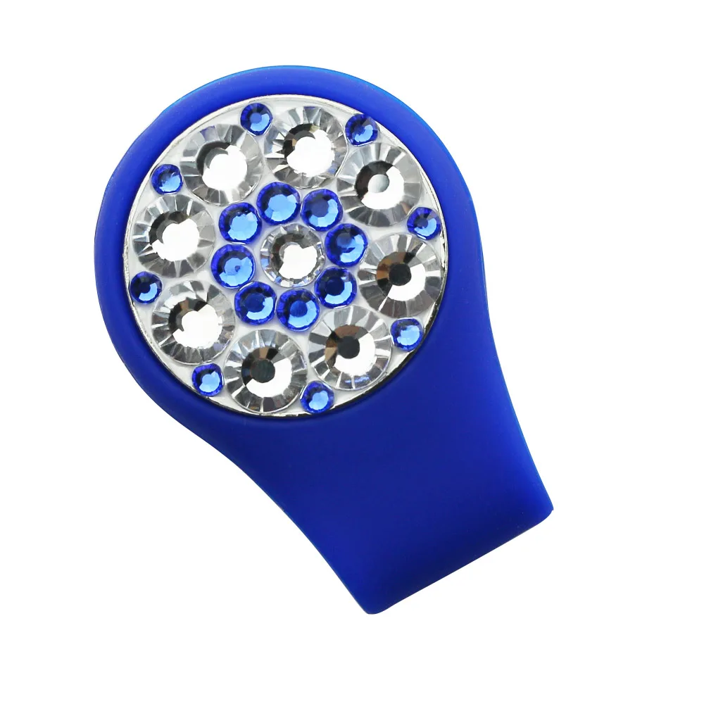 dark blue clip Crystal Golf Ball Marker Наборы клипов для шляп для гольфа 1 шт. Маркер для гольфа и 1 шт. Силиконовые клипсы для гольф-клюшек Лучшие подарки для женщин-гольфистов - Цвет: dark blue clip