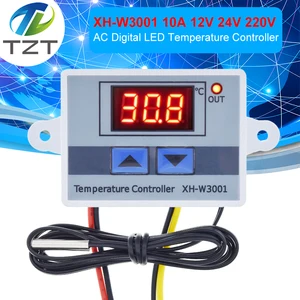 Цифровой светодиодный регулятор температуры TZT, 10 А, 12 В, 24 В, 220 В переменного тока, для Arduino, охлаждающий нагревательный переключатель, термостат, датчик NTC