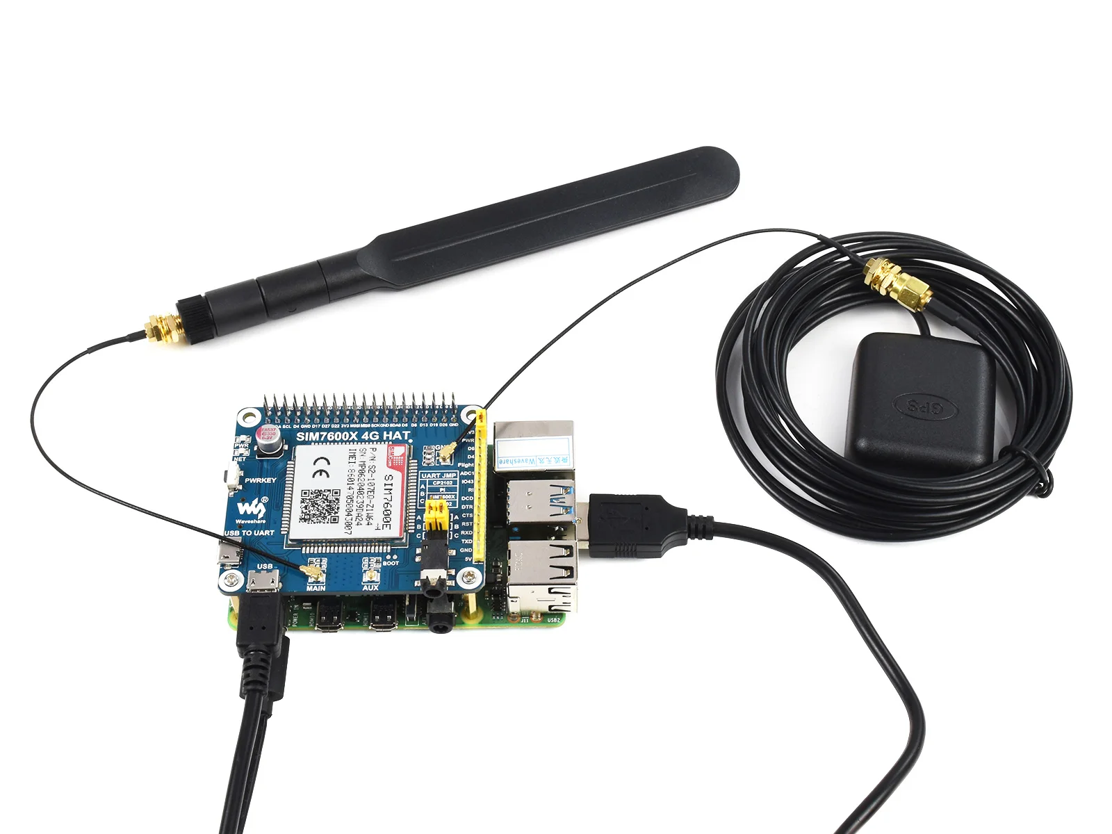 Waveshare SIM7600E H 4G шляпа для Raspberry Pi LTE Cat 4 / 3G 2G ГНСС Европа Юго Восточная Азия Западная