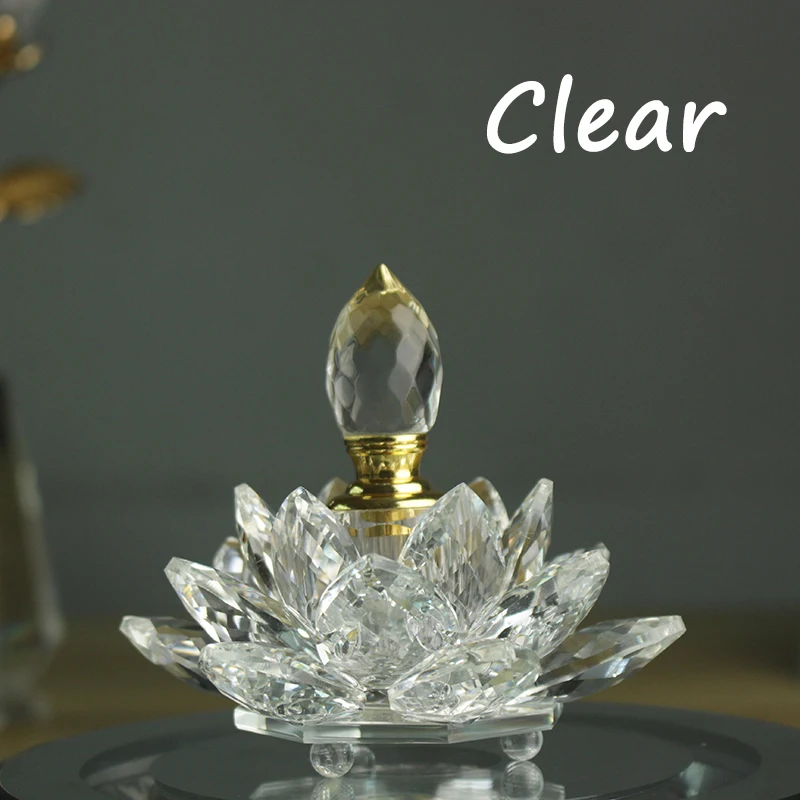 High Quality Decorative Crystal Lotus Flower Shape Refillable Perfume Oil Bottle  Home Decoration