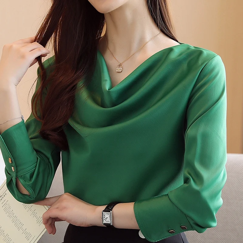 

Blusas Mujer блузка Для женщин 2021 с длинным рукавом Для женщин блузка Shirrts с v-образным вырезом, Шифоновая блузка рубашка Для женщин топы Blusas Blusa D476