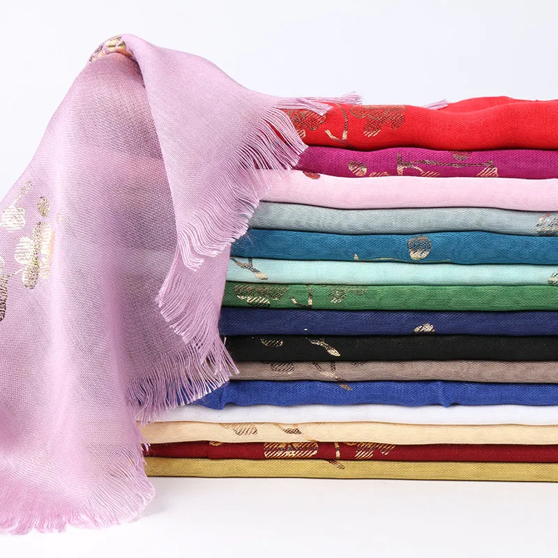 Блестящие Цветочные Хиджаб шарф из хлопка мусульманский женских длинных шарфов