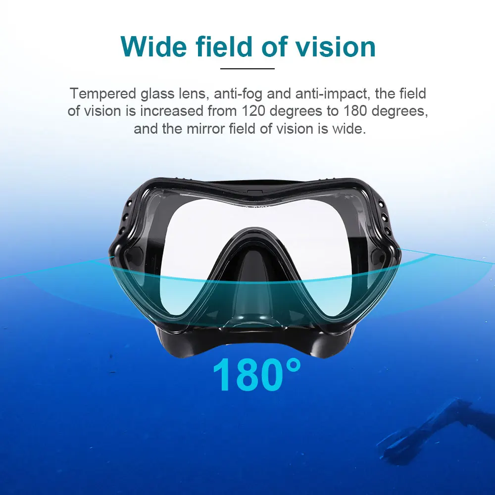 

Professional Scuba Diving Mask Silicone Mask Snorkel Anti-Fog Diving Mask Snorkel Full Dry Tube Underwater Swim Equipment