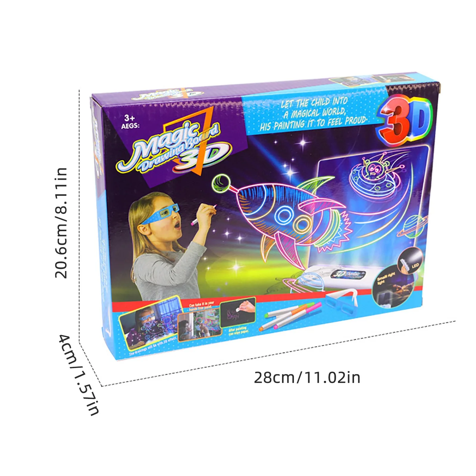 

Drawing Handwriting Pad 3D Board Drawing 3D Fluorescent Drawing Board Eye Protection LED Light Educational Development Toy#2