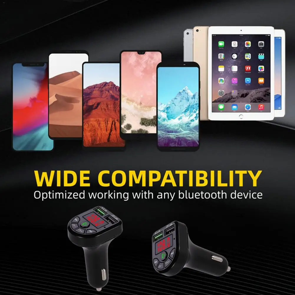 

Wireless In-car Bluetooth 5.0 FM Transmitter With LED Display MP3 Car FM Stereo Radio 3.1A Dual USB Fast Charger Car Accessories
