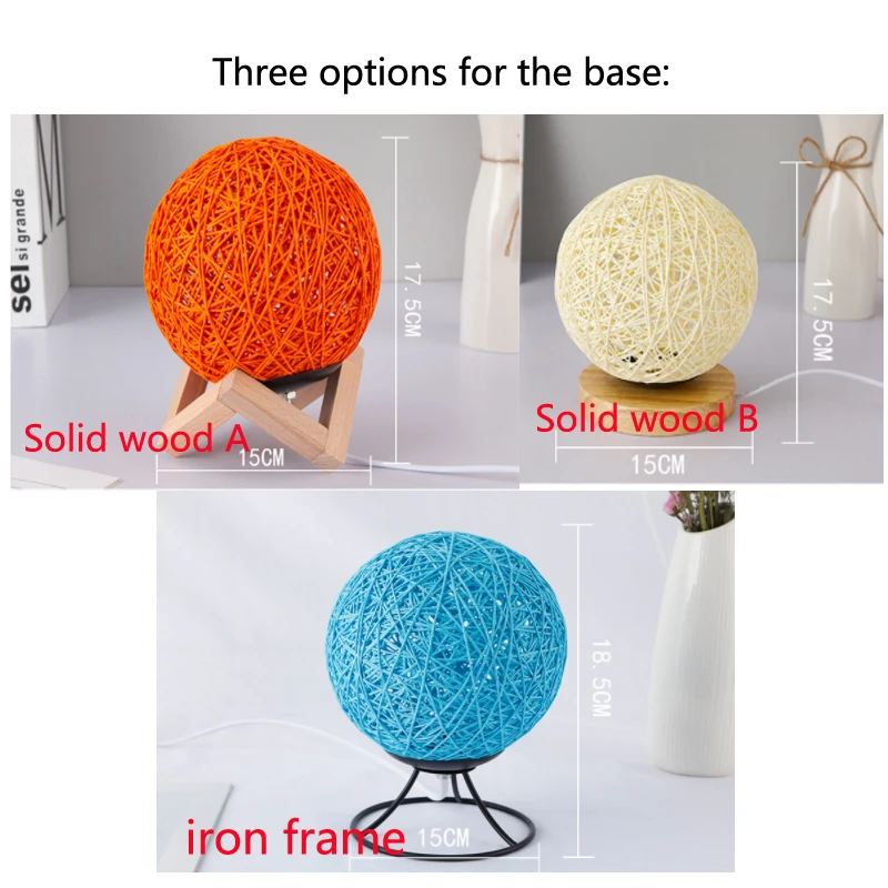 Креативная настольная лампа ручной вязки абажур деревянная Лунная USB спальня