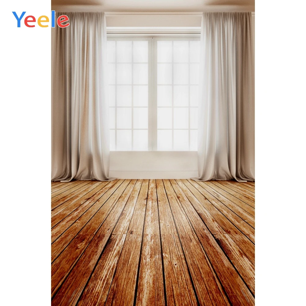 Yeele занавески окна деревянная доска пол сцена Детские фотографии фоны