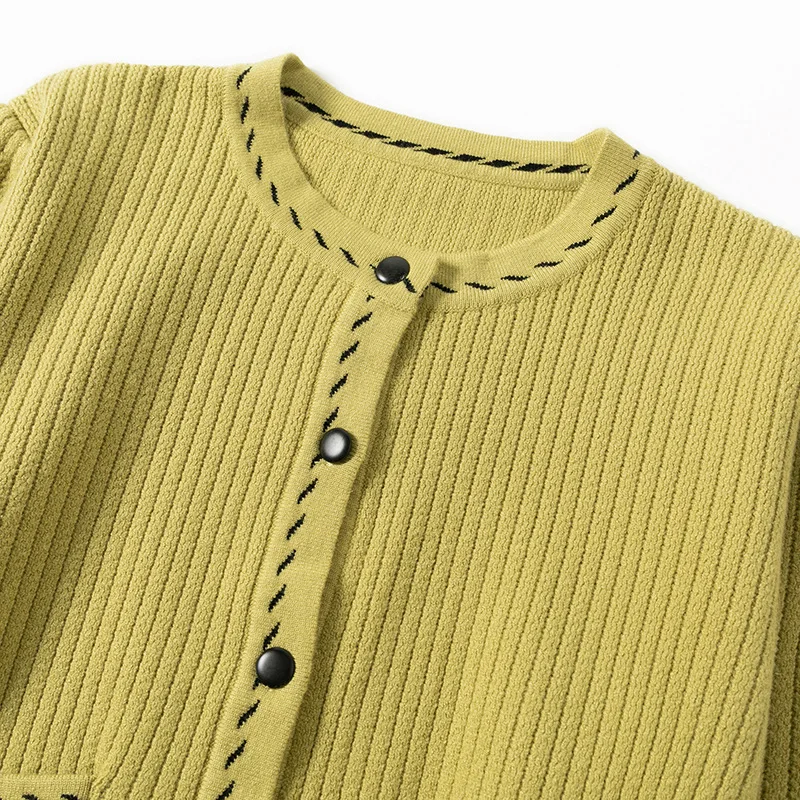 Женский осенне-зимний свитер с длинным рукавом кардиган толстый вязаный круглым