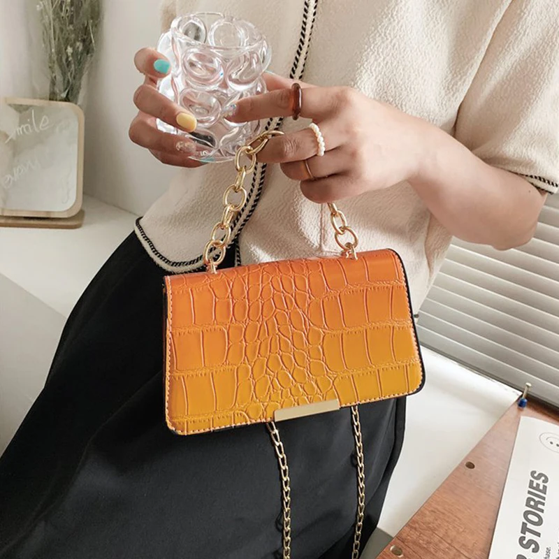 

Crocodile Pattern Chain Bag Women 2021 High Quality Pu Leather Crossbody Bag Office Handbag Shoulder Bags Ladies