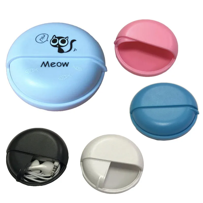 Круглая коробка для наушников с вращающейся крышкой ящик хранения кабелей