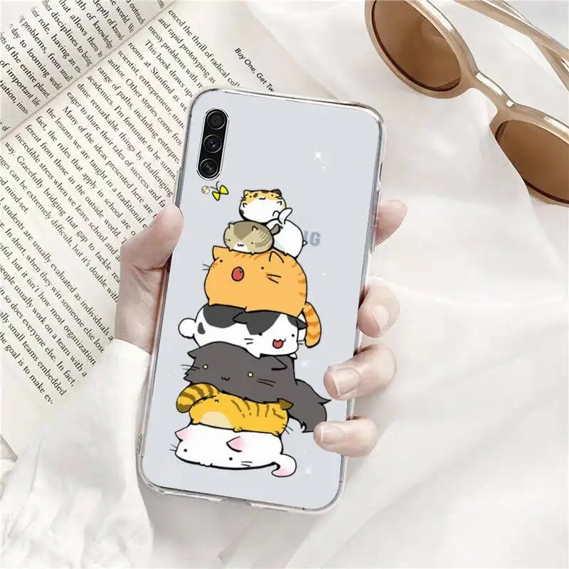 

Cute cartoon cat Phone Case Transparent For Samsung Galaxy A71 A21s S8 S9 S10 plus note 20 ultra