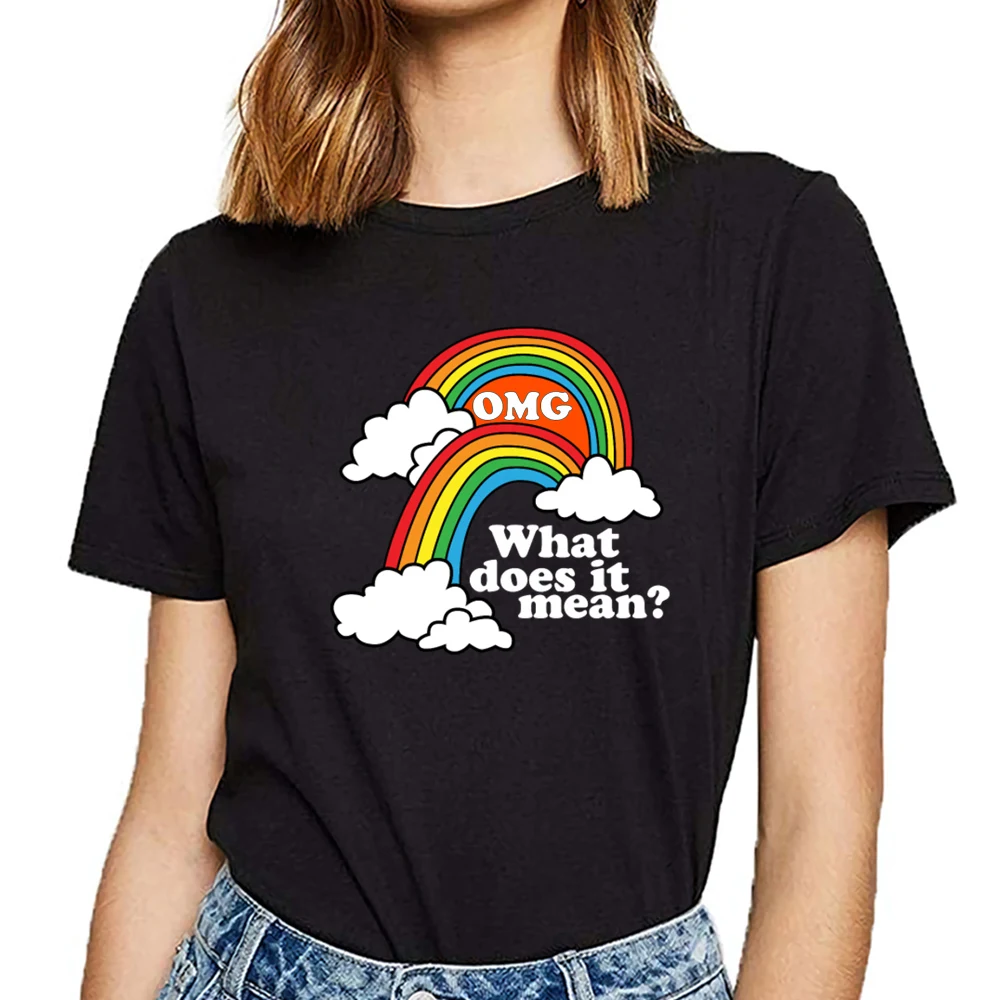 

Женская хлопковая футболка, белая футболка радужной расцветки