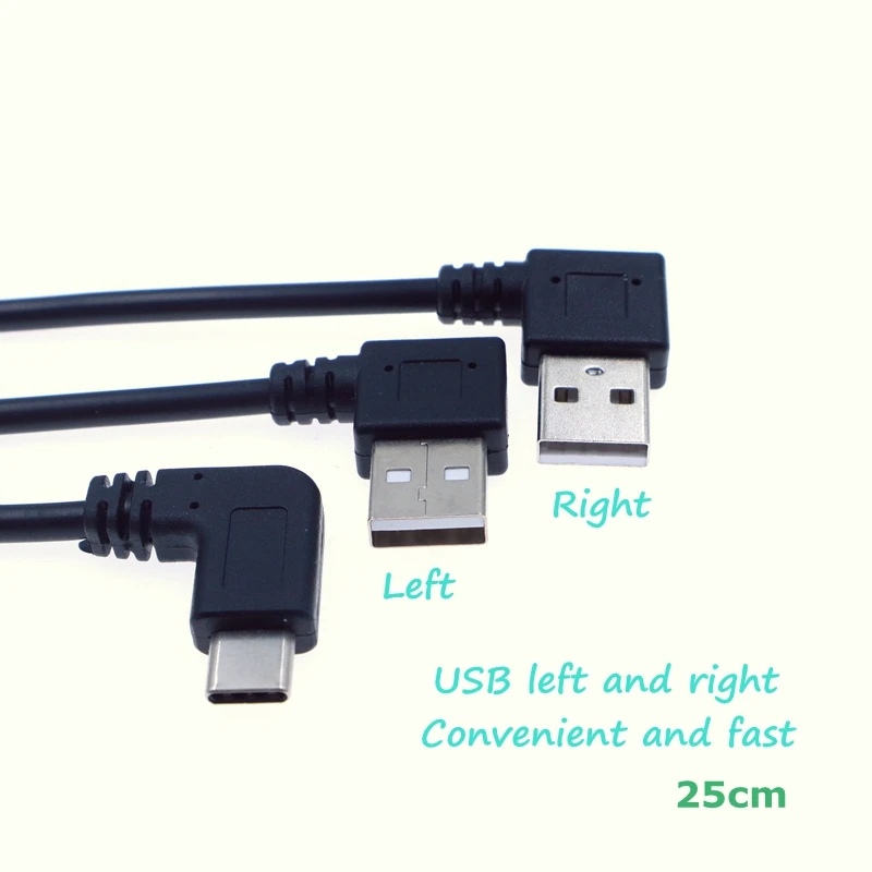 25 см 90 градусов угол USB C Тип 2 0 Левый и правый изгиб кабель подходит для Samsung Huawei