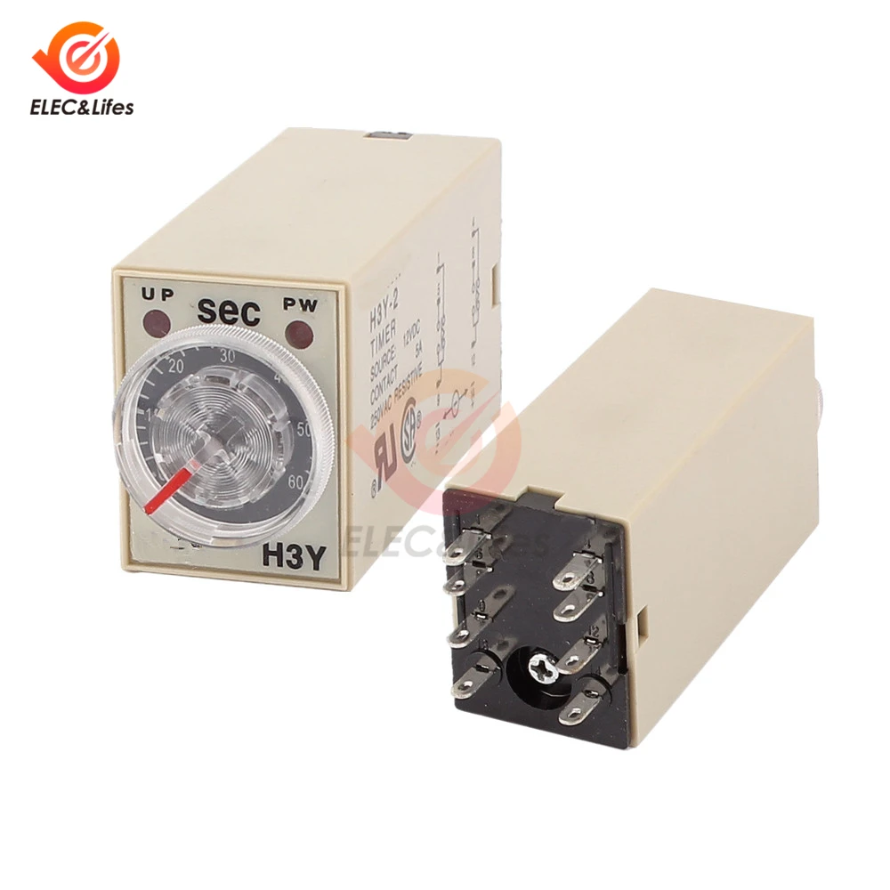 Реле задержки времени H3Y 2 DC 12V 24V AC 110V 220V для детей на возраст от 0 до 30 секунд минут