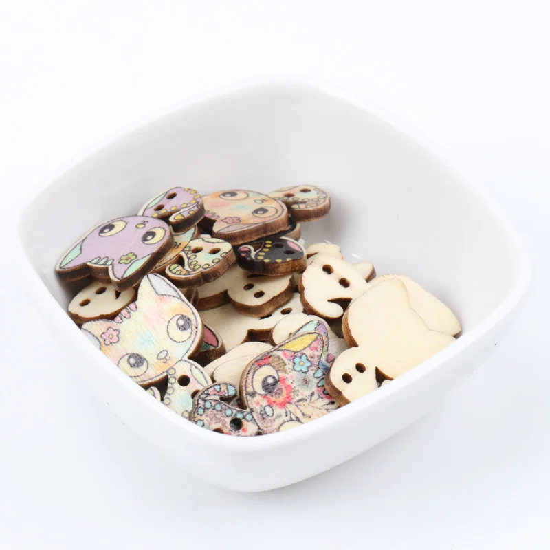 Деревянные разноцветные кнопки формы кошки 2 отверстия ручной работы аксессуары