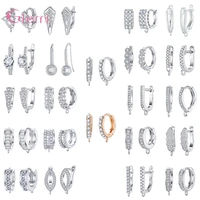 925 sterling silver minimalist geometric zircon hoop earrings for women party fashion types jewelry accessory wholesale