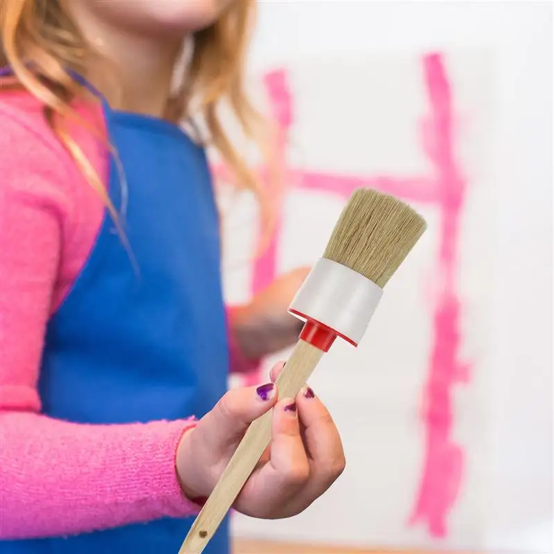 

Round Head Wood Handle Home Paint Brush Varnish Brush Oil Paint Brush Cleaning Brush Boar Bristle Round Head Car Cleaning Brush