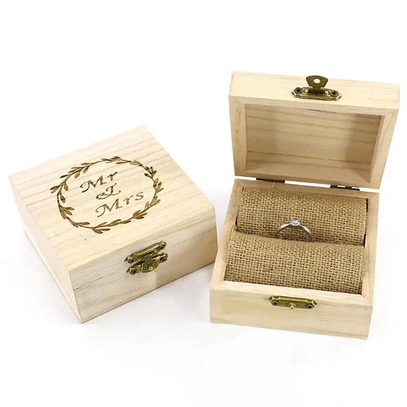 

Wedding Supplies Fashion Rustic Wedding Wood Romantic Ring Box Holder Mr Mrs Letter Wedding Ring Bearer Box Jewelry Case