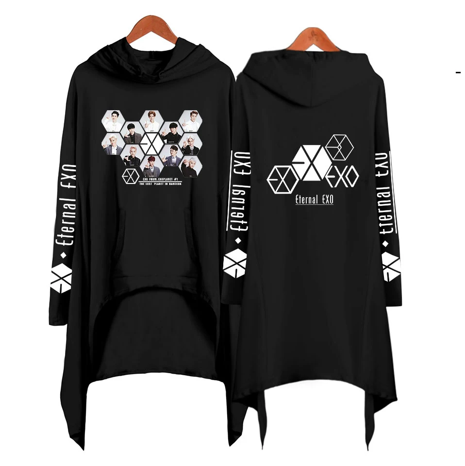 Cool EXO Ablum/длинные толстовки с буквенным принтом для женщин свитшоты женские топы