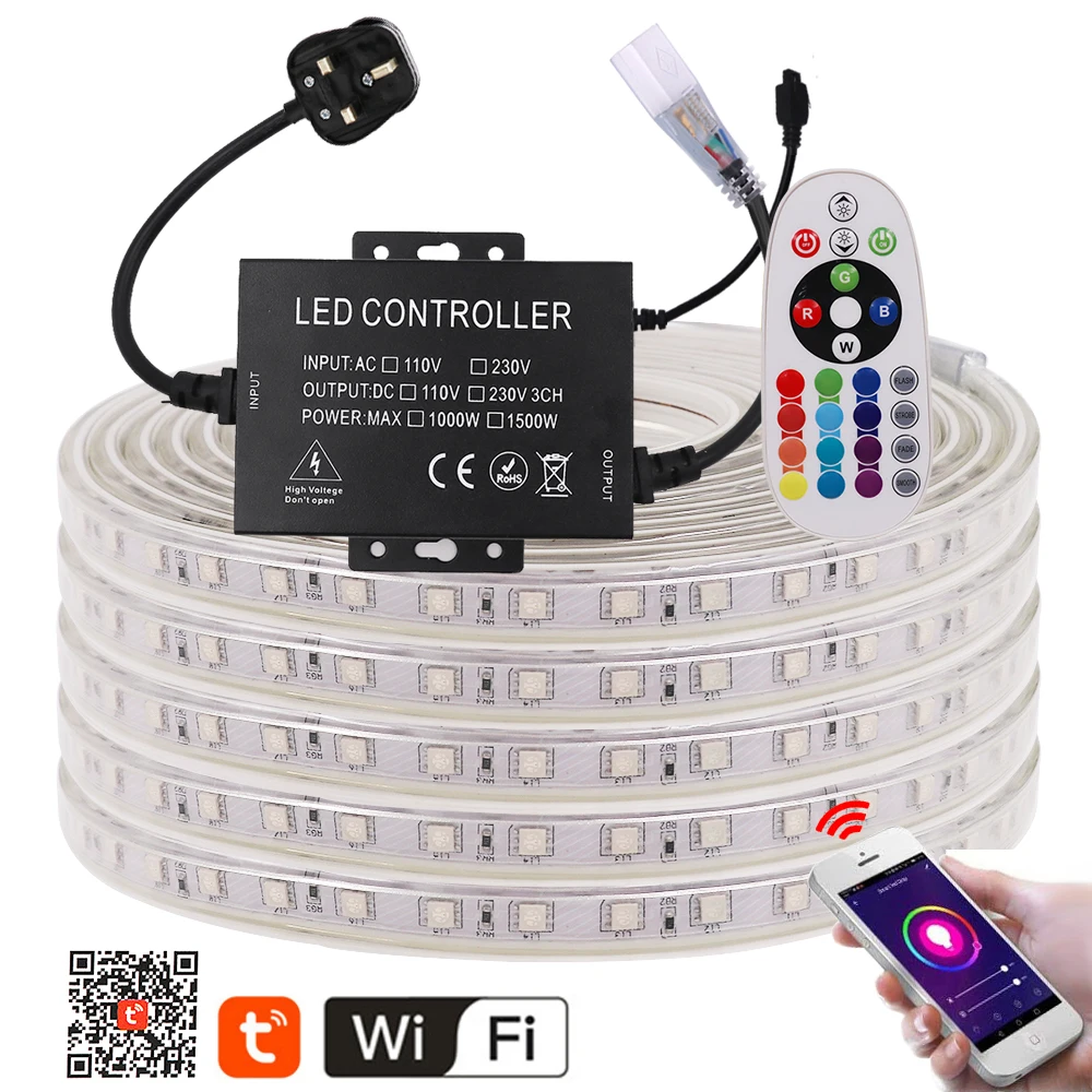 WI-FI цветных (RGB) светодиодных лент SMD5050 60 светодиодов/m 120 гибкая лента светильник с