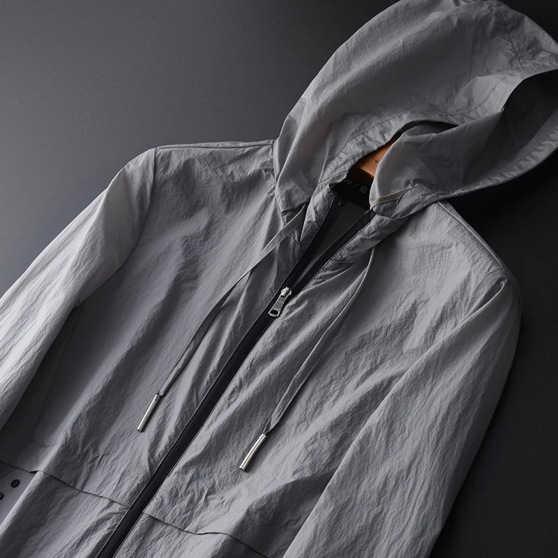 Мужские куртки с капюшоном 21N весна и осень приталенные пальто из натуральной