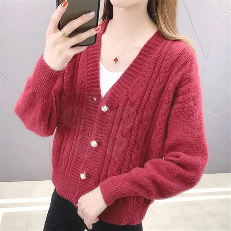 

Women Knitted Cardigan New Sweater Oversized Cheap Women's Cardigan Lazy Vintage Knit Sweater Simple Harajuku Jacket Female Tops