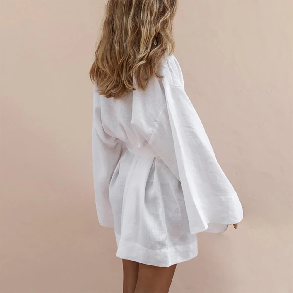 Bikitique вязанное свободное рукав колокол глубокий v образный вырез мини вечерние