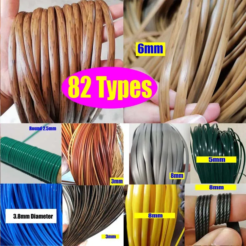 82 Types 10 Meters PE Flat Round Synthetic Rattan Material DIY Weaving Rope Knit Repair Furniture Bed Sofa Chair Table Basket