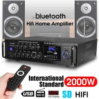 220 240v 2000w wireless digital audio amplifier 4ohm bluetooth stereo karaoke amplifier 2 mic input fm rc home theater amplifier
