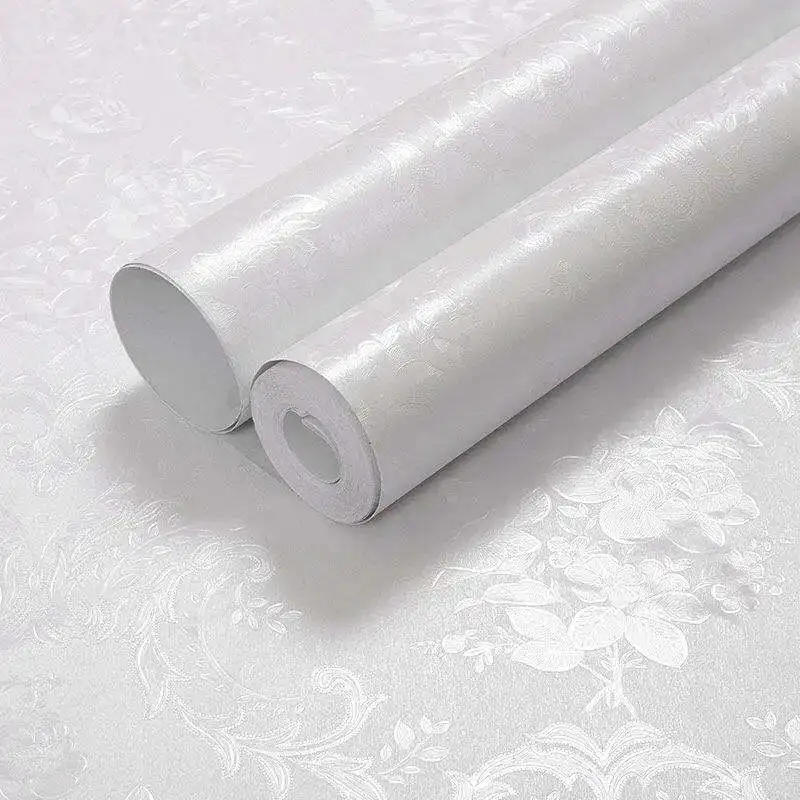 Uxury белая Дамасская 3d стереоскопическая рельефная настенная бумага из ПВХ