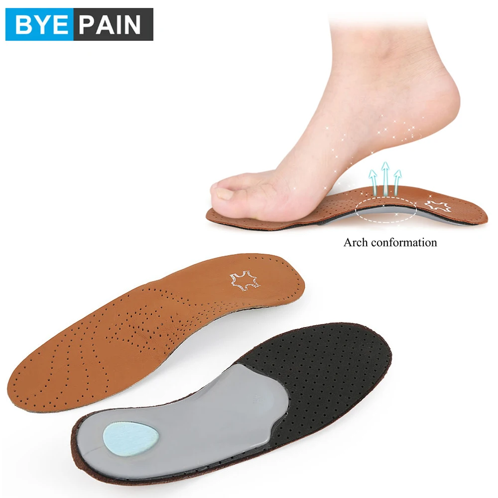 

1Pair BYEPAIN Leather Orthotic Insoles for Flat Feet Fight Against Plantar Fasciitis,Relieve Feet Pain,Heel Pain and Pronation