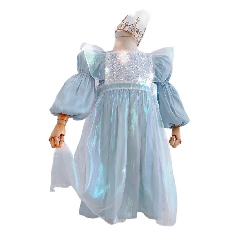 Платье для девочек 20 Осеннее новое платье принцессы с пышными рукавами и