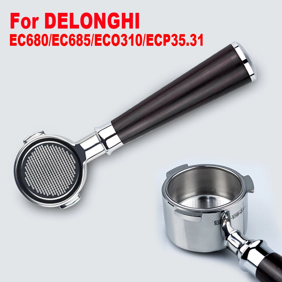

Coffee Bottomless Portafilter 51mm For delonghiE C680 EC685 eco310 ecp35.31 machine Filter Holder بورتافلتر ديلونجي accessories