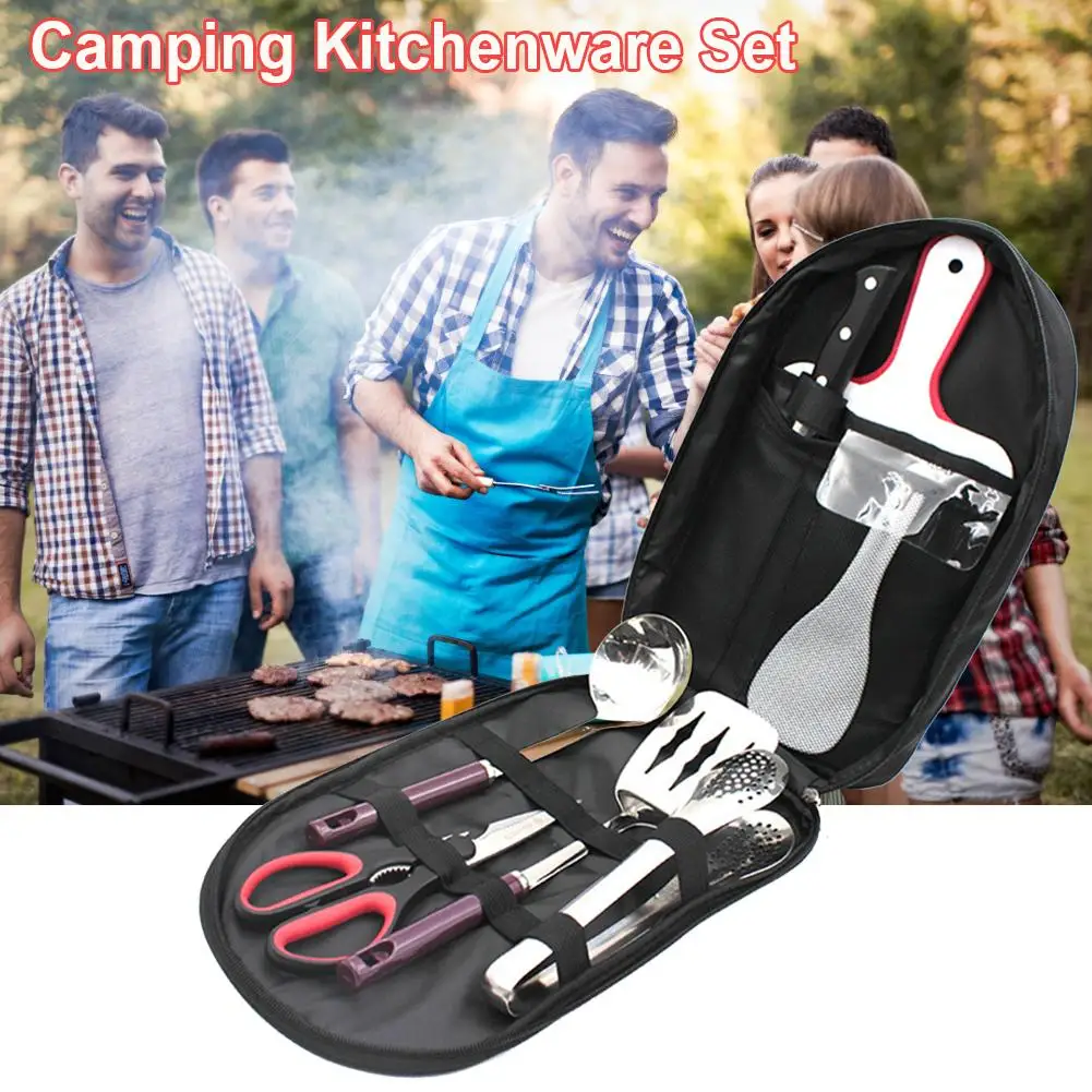 

Portable Camping Kitchenware Set Kitchenware Set Stainless Steel Portable Spatula Tools Kit With Storage Bag For BBQ Outdoor
